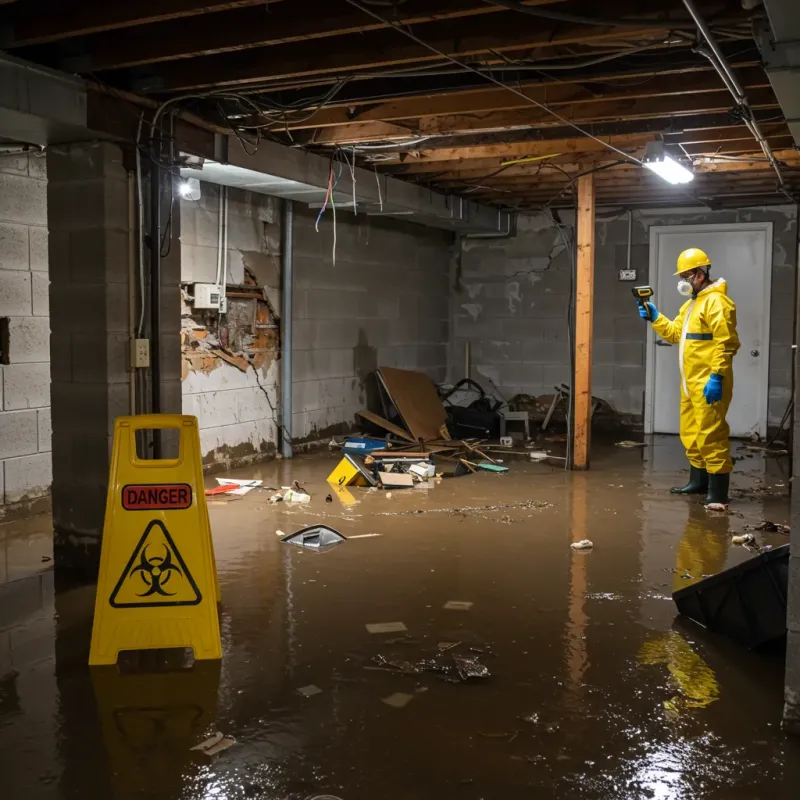 Flooded Basement Electrical Hazard in Inkster, MI Property